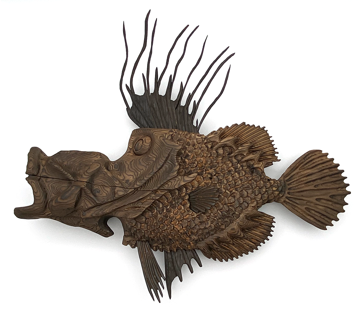 John Dory - Cecil Gumaelius carved wooden sculpture